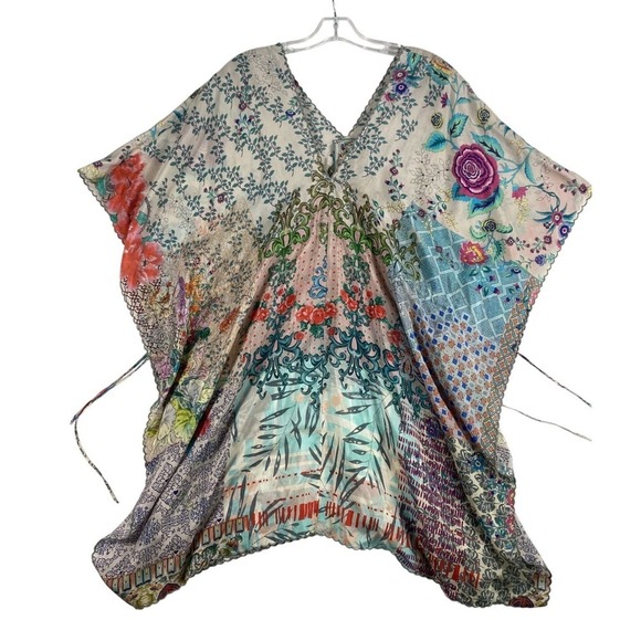 Johnny Was Other - Johnny Was 100% Washable Silk Kimono Sz L Artsy Resort Cover Up Luxe Bohemian